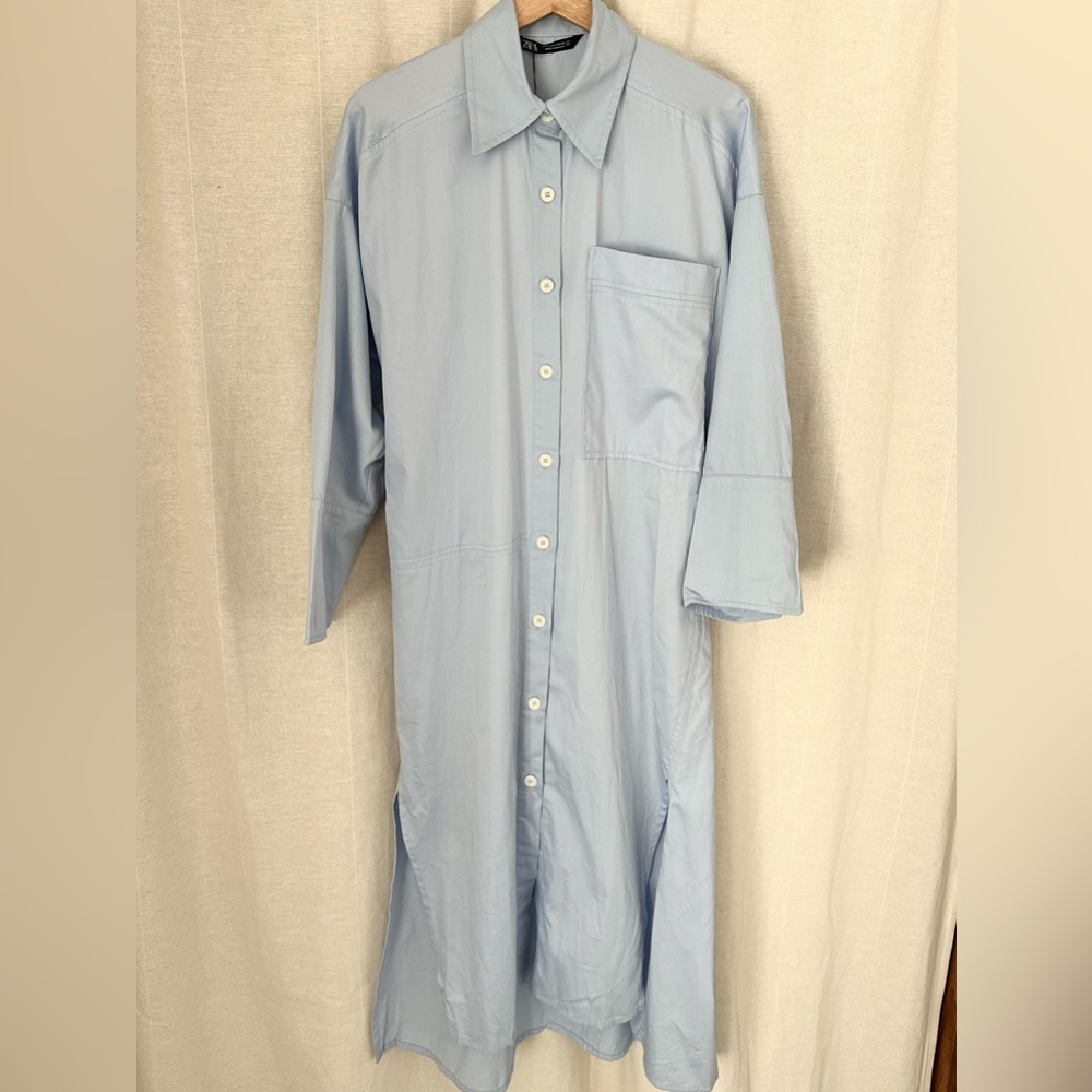 Zara Sky Blue Casual Button Down Shirt